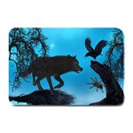 Awesome Black Wolf With Crow And Spider Plate Mats 18 x12  Plate Mat