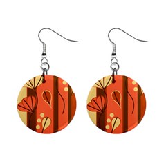 Amber Yellow Stripes Leaves Floral Mini Button Earrings by Mariart