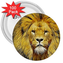 Lion Lioness Wildlife Hunter 3  Buttons (100 Pack)  by Pakrebo