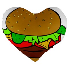 Hamburger Cheeseburger Fast Food Large 19  Premium Heart Shape Cushions by Sudhe