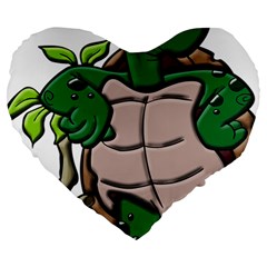 Amphibian Animal Cartoon Reptile Large 19  Premium Heart Shape Cushions by Sudhe