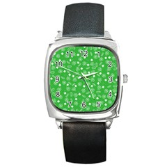 St Patricks Day Pattern Square Metal Watch by Valentinaart