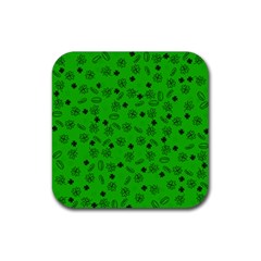 St Patricks Day Pattern Rubber Coaster (square)  by Valentinaart