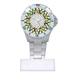 Round Star Colors Illusion Mandala Plastic Nurses Watch by Mariart