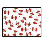 Red Apple Core Funny Retro Pattern Half on white background Fleece Blanket (Small) 50 x40  Blanket Front