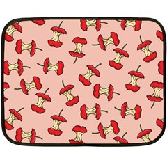 Red Apple Core Funny Retro Pattern Half Eaten On Pastel Orange Background Double Sided Fleece Blanket (mini)  by genx