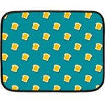 Toast With Cheese Funny Retro Pattern Turquoise Green Background Double Sided Fleece Blanket (Mini)  35 x27  Blanket Front