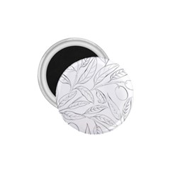 Organic Olive Leaves Pattern Hand Drawn Black And White 1 75  Magnets by genx