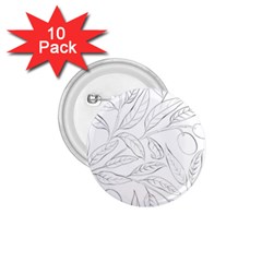 Organic Olive Leaves Pattern Hand Drawn Black And White 1 75  Buttons (10 Pack) by genx