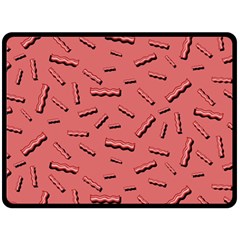 Funny Bacon Slices Pattern Infidel Vintage Red Meat Background  Fleece Blanket (large)  by genx