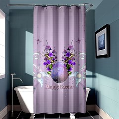 Happy Easter, Easter Egg With Flowers In Soft Violet Colors Shower Curtain 36  X 72  (stall)  by FantasyWorld7