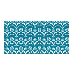 Easter Damask Pattern Deep Teal Blue And White Satin Wrap by emilyzragz