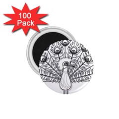 Peacock Plumage Display Bird 1 75  Magnets (100 Pack)  by Pakrebo