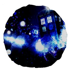 Tardis Background Space Large 18  Premium Flano Round Cushions by Sudhe