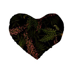 Fern Black Standard 16  Premium Flano Heart Shape Cushions by snowwhitegirl