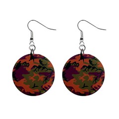 Camouflage Orange Mini Button Earrings by snowwhitegirl