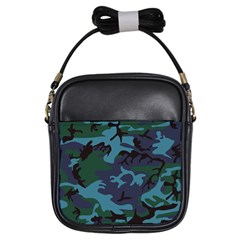 Camouflage Blue Girls Sling Bag by snowwhitegirl