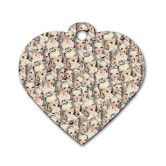 Vintage Singing Heads Dog Tag Heart (two Sides) by snowwhitegirl