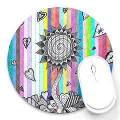 Striped Flower Round Mousepads by okhismakingart