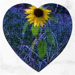 Blue Sunflower Jigsaw Puzzle (heart) by okhismakingart