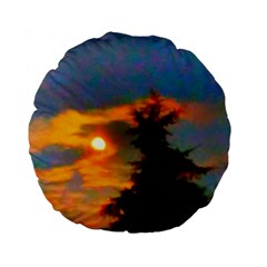 Sunrise And Fir Tree Standard 15  Premium Flano Round Cushions by okhismakingart