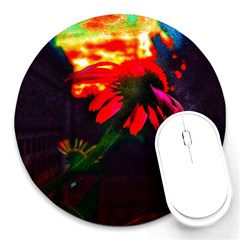 Neon Cone Flower Round Mousepads by okhismakingart