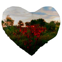 Red Weeds Large 19  Premium Flano Heart Shape Cushions by okhismakingart