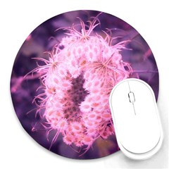 Pink Closing Queen Annes Lace Round Mousepads by okhismakingart