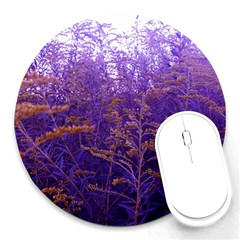 Yellow And Blue Goldenrod Round Mousepads by okhismakingart