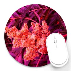 Pink Sideways Sumac Round Mousepads by okhismakingart