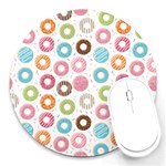 Donut pattern with funny candies Round Mousepads Front