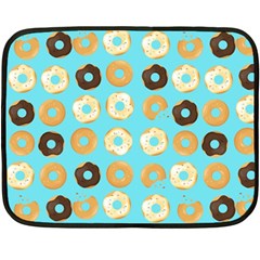 Donuts Pattern With Bites Bright Pastel Blue And Brown Fleece Blanket (mini) by genx