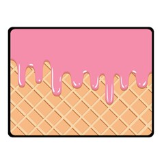 Ice Cream Pink Melting Background With Beige Cone Fleece Blanket (small) by genx