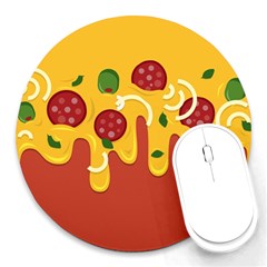 Pizza Topping Funny Modern Yellow Melting Cheese And Pepperonis Round Mousepads by genx