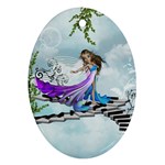 Cute Fairy Dancing On A Piano Oval Ornament (Two Sides) Back