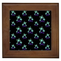 Dark Floral Drawing Print Pattern Framed Tiles by dflcprintsclothing