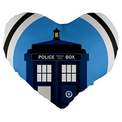 Doctor Who Tardis Large 19  Premium Flano Heart Shape Cushions by Sudhe