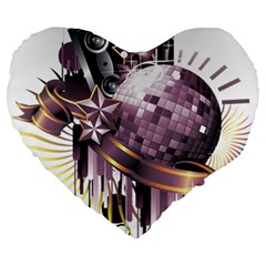 Nightclub Disco Ball Dj Dance Speaker Large 19  Premium Flano Heart Shape Cushions by Sudhe