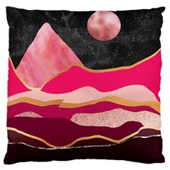 Pink And Black Abstract Mountain Landscape Large Cushion Case (one Side) by charliecreates