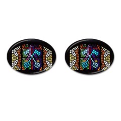 Mosaic Window Rosette Church Glass Cufflinks (oval) by Pakrebo