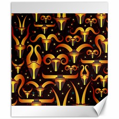 Stylised Horns Black Pattern Canvas 8  X 10  by HermanTelo