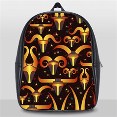 Stylised Horns Black Pattern School Bag (large) by HermanTelo