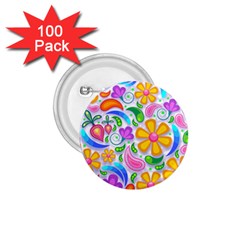 Floral Paisley Background Flower Yellow 1 75  Buttons (100 Pack)  by HermanTelo