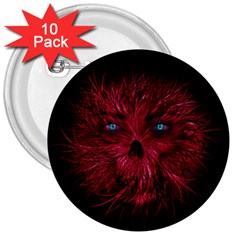 Monster Red Eyes Aggressive Fangs Ghost 3  Buttons (10 Pack)  by HermanTelo