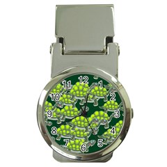Seamless Turtle Green Money Clip Watches by HermanTelo