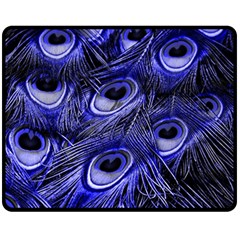 Peacock Feathers Color Plumage Double Sided Fleece Blanket (medium)  by Pakrebo