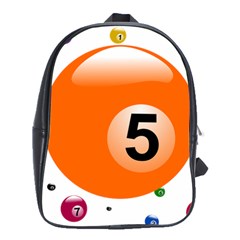 Billiard Ball Ball Game Pink Orange School Bag (large) by HermanTelo