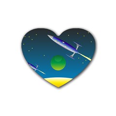 Rocket Spaceship Space Heart Coaster (4 Pack)  by HermanTelo