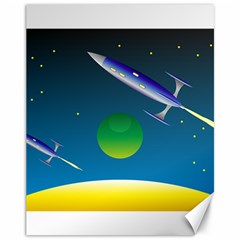 Rocket Spaceship Space Canvas 11  X 14  by HermanTelo