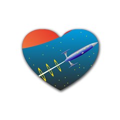 Rocket Spaceship Space Galaxy Heart Coaster (4 Pack)  by HermanTelo